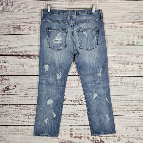 Current Elliott Jeans Womens 28 Cropped Distressed Grunge Denim Medium Wash USA - Picture 2 of 9